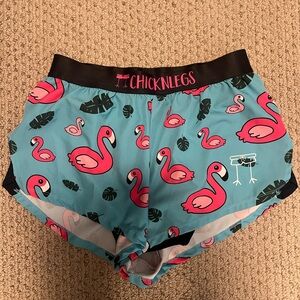 Women's Flamingo Athletic Shorts - Blue and Pink